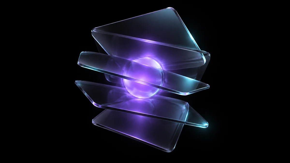 Abstract floating glass cards representing shared learning resources